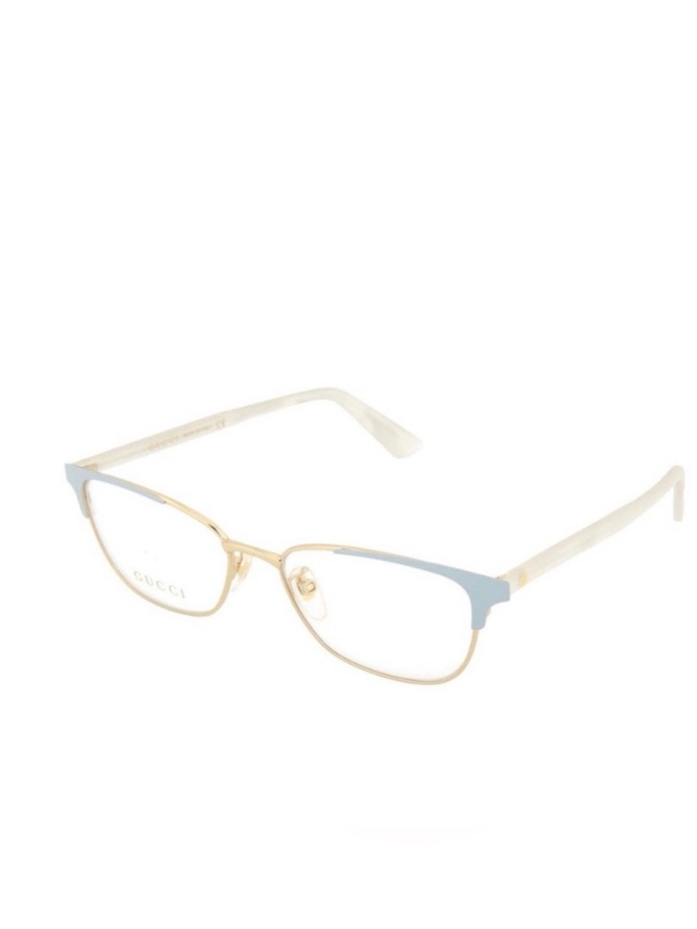 Deluxe Gucci Gold white blue transparent prescription Lenses 53mm, NEW